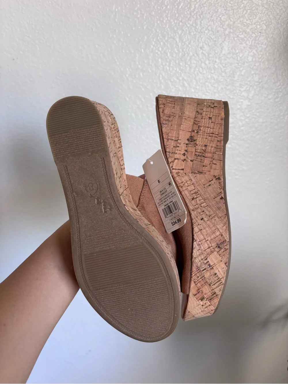 A New Day Suede Cork Platform Slide Wedge - Tan 8.5